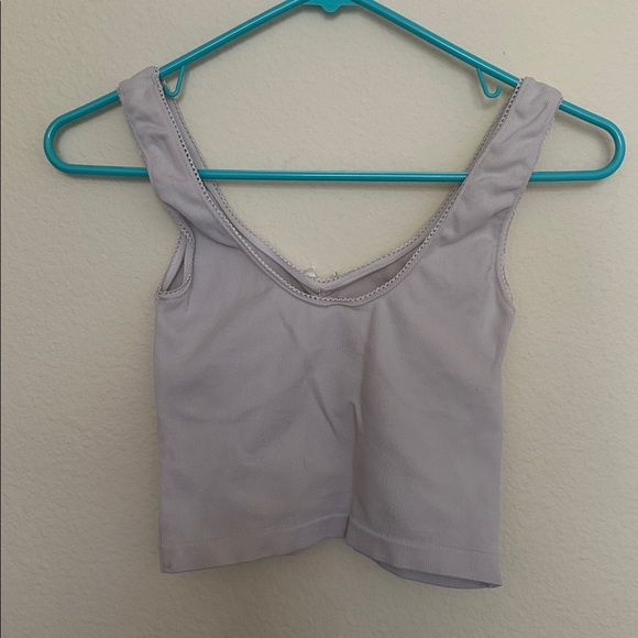 Fitted Ribbed Lace Trim Tank - White - Picture 2 of 3